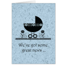 Pregnancy Announcement Blue Baby Buggy Card