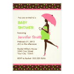 Pregnant Umbrella Lady Baby Shower Personalized Announcement