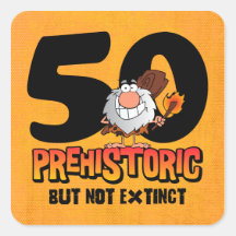 Prehistoric 50th Birthday Sticker