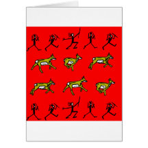 Prehistoric Cave Drawing Hunters Hunting Greeting Card
