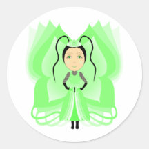 Prehnite Butterfly Princess Round Sticker