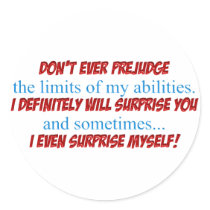 Prejudge Round Sticker