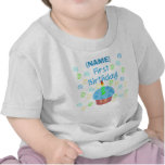 Premier anniversaire de petit gâteau bleu personna t-shirt