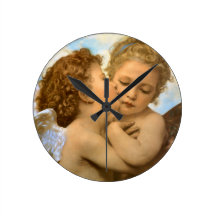 Premier baiser par Bouguereau, anges victoriens vi Pendules
