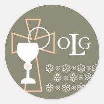 Premier joint de communion - monogramme adhésifs ronds
