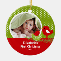 Premier oiseau de bébé d'ornement de photo de Noël