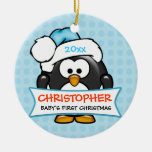 Premier ornement de pingouin de Noël du bébé