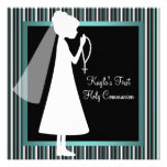 Première communion de noir bleu de filles blanches faire-parts