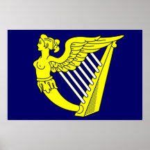 Première harpe à ailes par bleu, drapeau de l'Irla Affiche