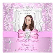 Première photo assez rose de sainte communion de f invitations