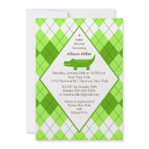 Preppy Alligator Baby Shower Invitation Green