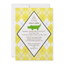 Preppy Alligator  Baby Shower Invitation Yellow