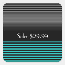 Preppy and Fresh Teal Stripes Price Tag Square Sticker