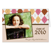 Preppy Argyle Custom Graduation Announcement peach Card