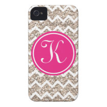 Preppy Chevron in Gold Glitter Iphone 4 Cases