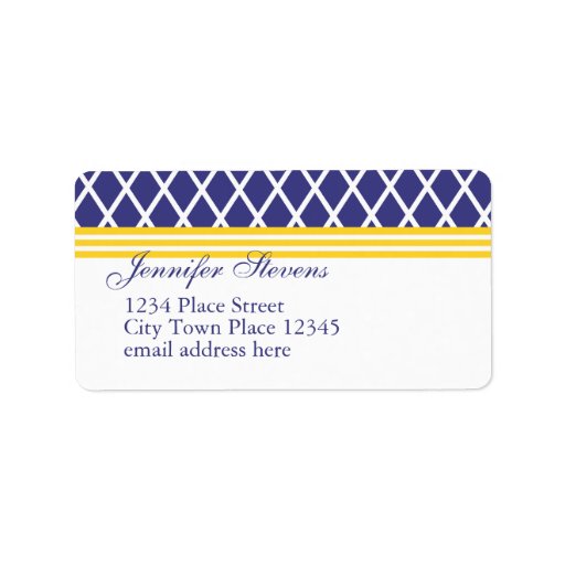 Preppy Navy Lattice Personalized Address Label
