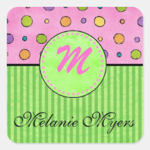 Preppy Party Pink and Green Dots Stickers