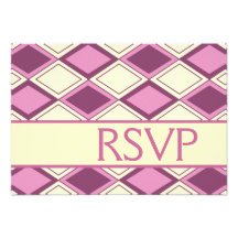 Preppy Pastel Pink Argyle Modern Birthday RSVP Announcements