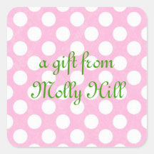 Preppy Pink Polka Dots Gift Stickers