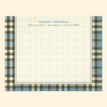 Preppy Plaid Custom Flat Note Cards (blue) invitations