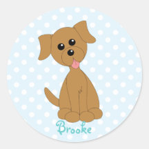 Preppy Puppy Round Sticker