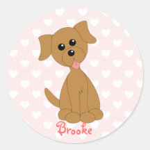 Preppy Puppy Round Sticker