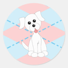 Preppy Puppy Round Stickers
