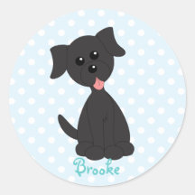 Preppy Puppy Round Stickers