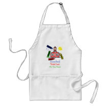 Preschool Teacher Apron - Schoolhouse and Crayons