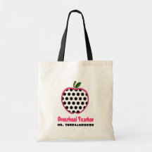 Preschool Teacher Bag - Polka Dot Apple