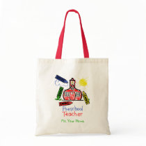 Preschool Teacher Bag - Schoolhouse and Crayons