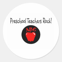 Preschool Teachers Rock Apple Round Stickers