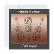 Presence Requested Violin Drawing Invitation