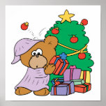 Present Peeking Christmas Bear posters