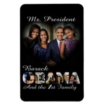 President Barack Obama  and First Family Large Flexible Magnets