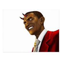 President Barack Obama as the Devil Halloween Post Card