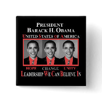 PRESIDENT BARACK OBAMA - RED PINBACK BUTTON