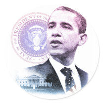 President Barck Obama Portrait Round Stickers