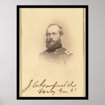 President James Garfield Signed Card 1861 Print