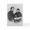 President Lincoln Greeting Card -reading with Son
