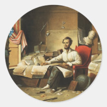 President Lincoln Writing Proclamation of Freedom Stickers