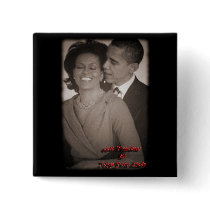 PRESIDENT OBAMA & FIRST LADY SQUARE BUTTON