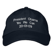 President Obama  Yes We Can 20-01-09 - Customized Embroidered Baseball Cap