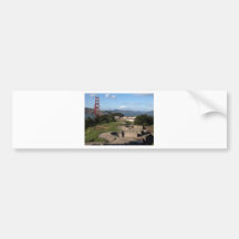 Presidio Gun Turrets And The Golden Gate Bridge In Bumper Sticker