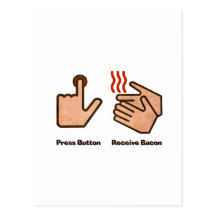 press button receive bacon postcards