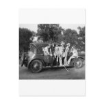 Pretty 1920s Girls, Antique Car Postcard