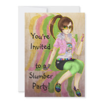 Pretty anime girl fashion victim party invitations