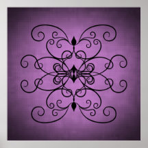 Pretty black swirls on purple posters