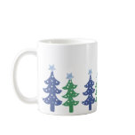 Pretty Blue and Green Christmas Trees Mugs