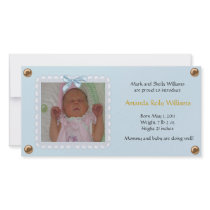 Pretty Blue Baby Announcement Photo Card